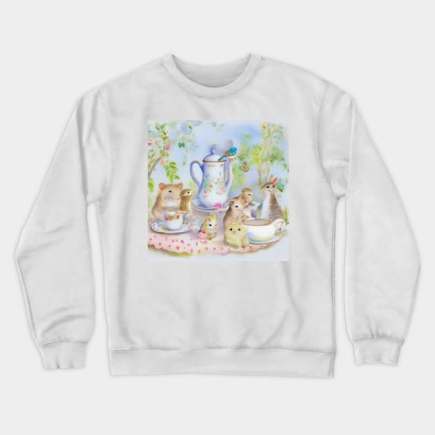 Cute tea party, children illustration Crewneck Sweatshirt by SophieClimaArt